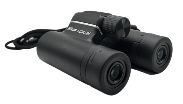 Nikon Aculon T01 Binoculars angled view, compact design for sports optics and outdoor activities.