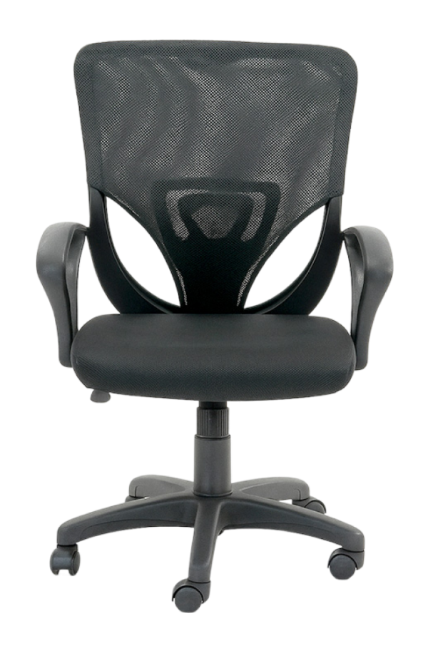 Silla de oficina ergonómica con malla negra, ideal como sillas escritorio para mayor comodidad y soporte lumbar.