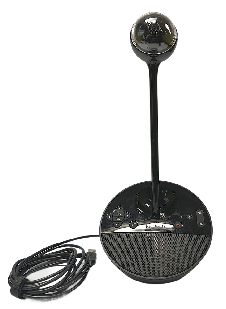 Cámara Logitech BCC950 con micrófono y cable, ideal para videoconferencias profesionales.