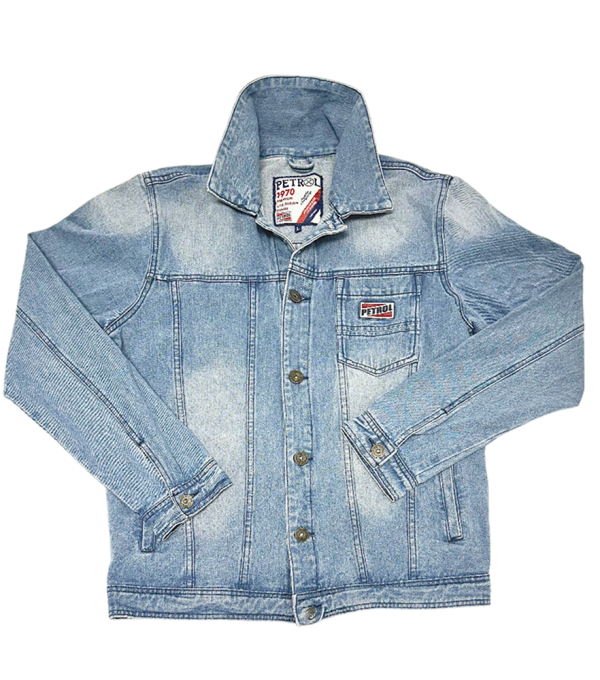 Chaqueta vaquera de mezclilla claro Petrol, ideal como chaquetas de entretiempo para hombre.
