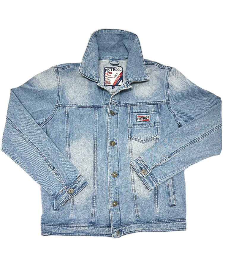 Chaqueta vaquera de mezclilla claro Petrol, ideal como chaquetas de entretiempo para hombre.