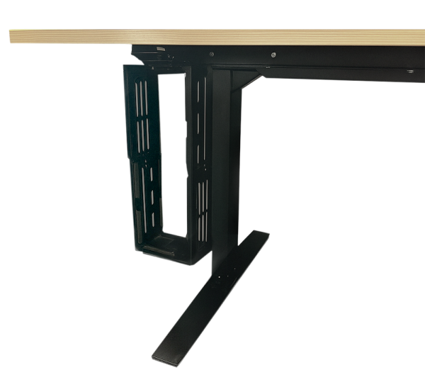 Escritorio barato OFX Mesa Ergonómica con soporte metálico resistente y superficie de madera.