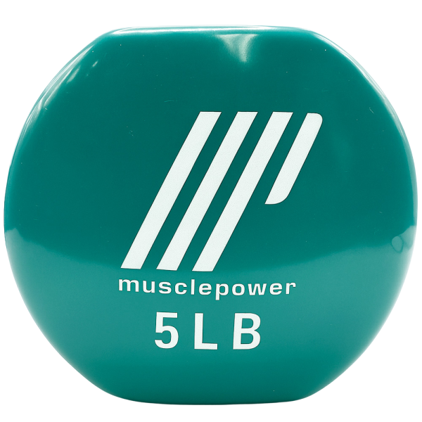 Mancuerna Muscle Power de 5 lb color verde para entrenar en casa. Ideal para quienes buscan comprar mancuerna.