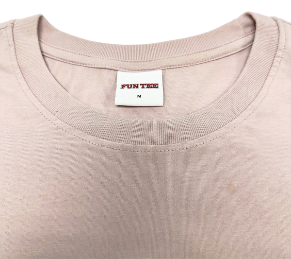 Closeup of FunTee Motor Atlanta Shirt in light beige, ideal travel clothing for comfort and style.