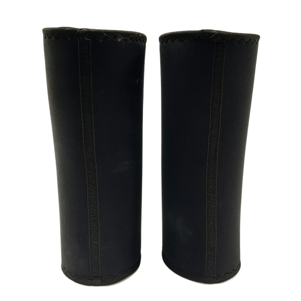 Pair of black knee compression sleeves from One More Rep Fitness displayed upright against a plain background.