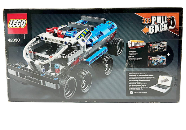 Caja del technic lego technic 42090, muestra un potente coche de juguete para construir y combinar.