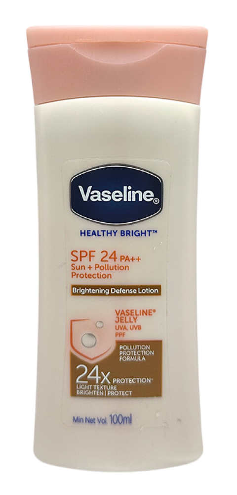 Vaseline Healthy Bright SPF24, una de las mejores cremas hidratantes corporales con protección solar, 100ml.