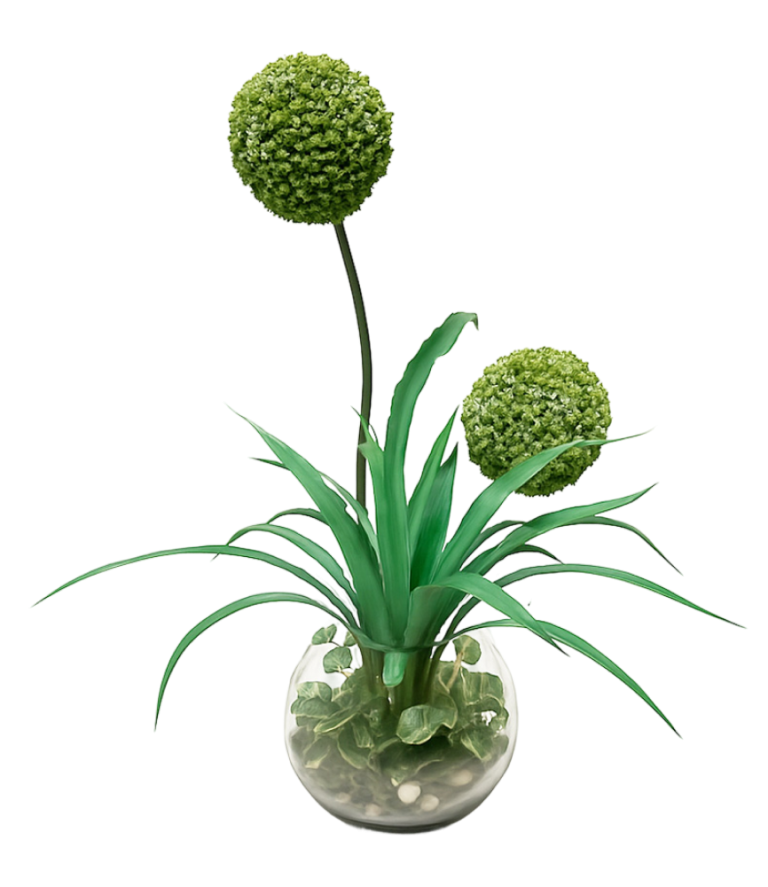 Arreglo de topiaria artificial en maceta, ideal para decoración con plantas artificiales realistas.
