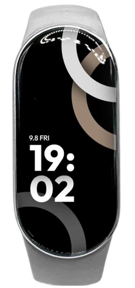 Xiaomi Smart Band 9 featuring a sleek curved display, minimalist watch face, and slim gray wristband.