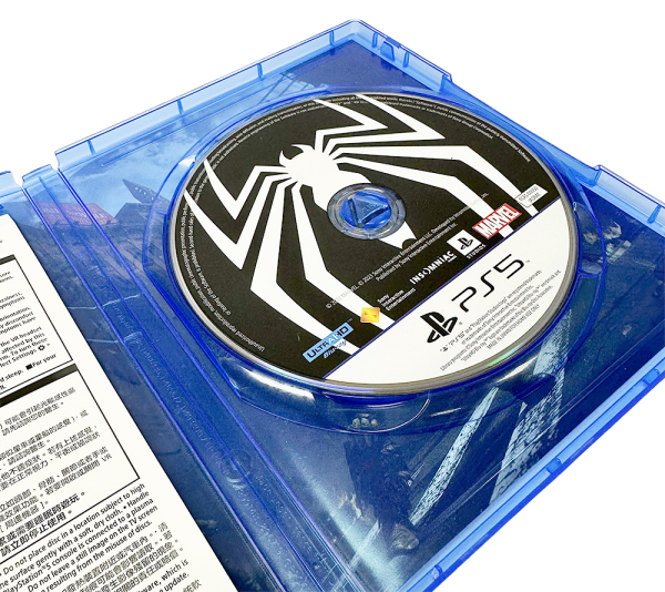 Disco del juego Marvel Spiderman 2 en caja azul para PlayStation 5, edición física.