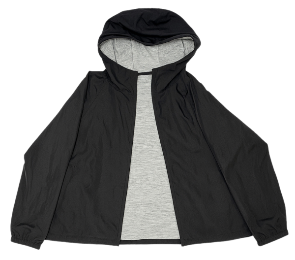 Chaquetas Uniqlo Parka Reversible negra y gris con capucha para hombre, ideal para uso diario.