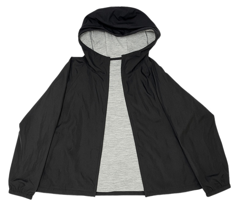 Chaquetas Uniqlo Parka Reversible negra y gris con capucha para hombre, ideal para uso diario.