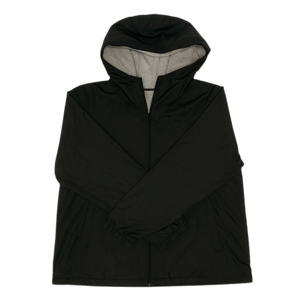 Chaquetas Uniqlo Parka Reversible negra con capucha, ideal para cualquier clima y estilo casual.