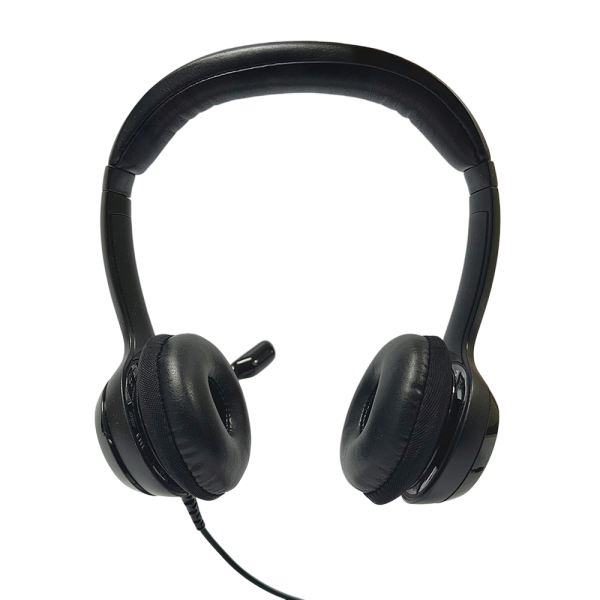 Logitech H390 wired gaming headset with padded ear cups and adjustable headband, ideal for immersive gameplay.
