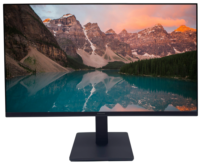 Monitor Samsung Essential S3 24″ Full HD mostrando paisaje, ideal para pantallas ordenador de alta calidad.
