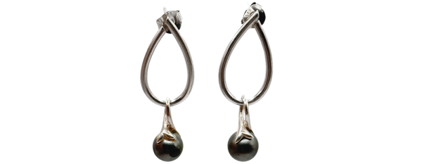Pendientes plata colgantes de diseño moderno con forma de lágrima y bola, joyería elegante para mujer.
