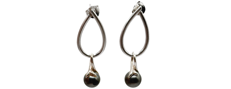 Pendientes plata colgantes de diseño moderno con forma de lágrima y bola, joyería elegante para mujer.