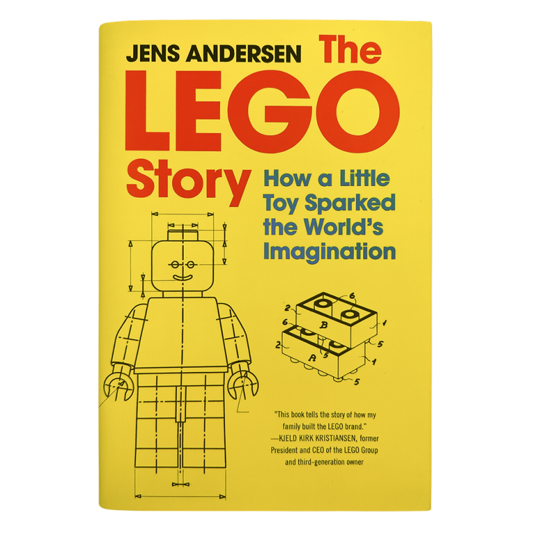 Portada del libro "The LEGO Story" con ilustraciones de LEGO, ideal para quienes buscan libros con ilustraciones.